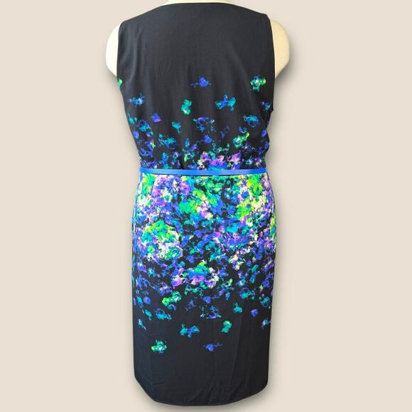 Lane Bryant Floral Sleeveless Sheath Casual Dress Belted Plus Size 22 Multicolor - Picture 2 of 12